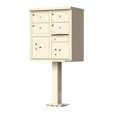Florence Mfg Co Vital Cluster Box Unit, 4 Mailboxes & 2 Parcel Lockers, Sandstone 1570-4T5SDAF